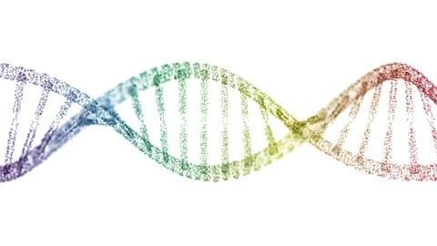 Abstract rainbow colors digital plexus DNA molecule structure, motion medical Stock Footage 283998228