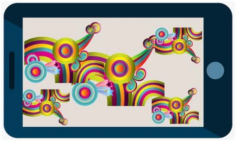 Abstract rainbow colors on mobile screen with effect Stock Illustration