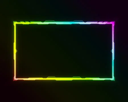 Abstract rainbow colors neon stream overlay gui screen border frame Stock Illustration