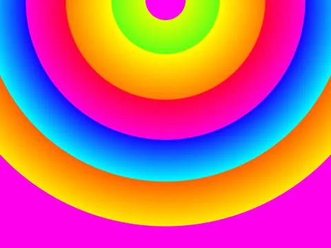 Abstract Rainbow Concentric Circles Gradient Background, Vibrant Multicolor Radi Stock Illustration