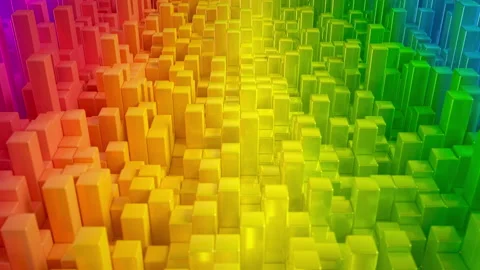 Abstract rainbow cubes background pattern wall. 3D Projection Mapping element Stock Footage 159806880