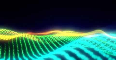 Abstract rainbow energy magic waves from glowing particles and lines futurist Stock Photos