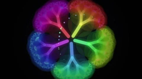 Abstract Rainbow Fractal Tree Branching Growth Animation Stock Footage 346660347