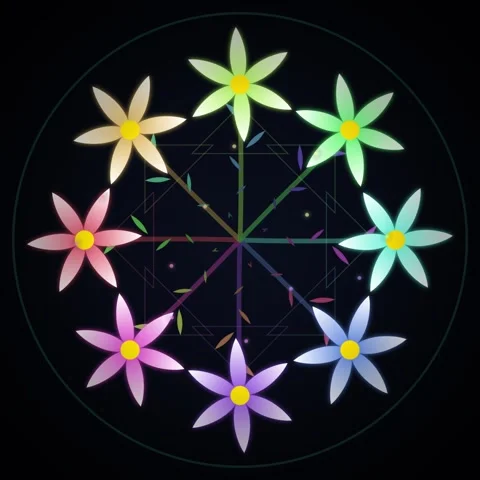 Abstract Rainbow Geometric Flower Mandala, Spiritual Geometric Pattern, Psy.. Stock Footage 346282922