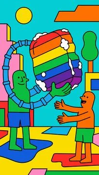 Abstract Rainbow Gift Exchange Stock Illustration