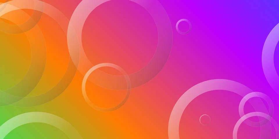 Abstract rainbow gradient background with glowing circles Illustrazione stock