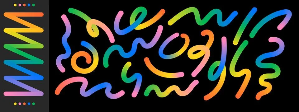Abstract rainbow gradient line pattern. Fluid wavy ribbons and organic spir.. Illustrazione stock