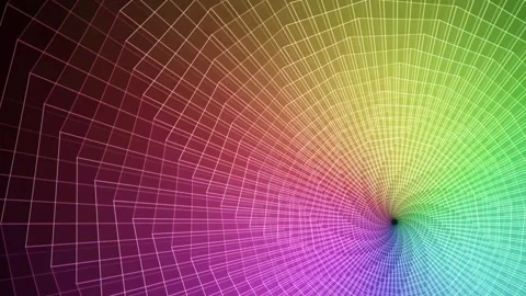 Abstract rainbow grid animation with rotating tunnel effect and vibrant neo.. Stock Footage 345896911