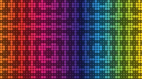 Abstract rainbow halftone dots form a vibrant gradient pattern with colorful Ilustración de archivo