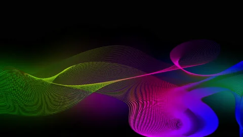 Abstract Rainbow Helix Pattern on Black Background Stock Footage 133097996