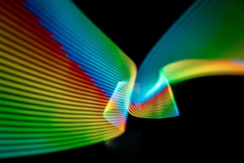 Abstract rainbow light painting with diagonal vibrant color bands Stock Illustration