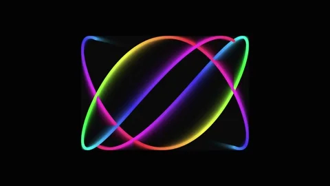 Abstract rainbow light ring animation rotating with smooth motion on black .. Stock-Footage 342583090