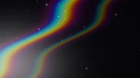 Abstract Rainbow Light Waves Moving with Floating Particles Vídeo Stock 347658996