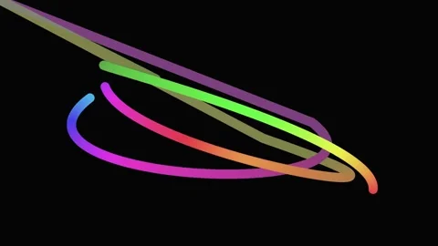 Abstract rainbow lines moving in circular paths over black background motio.. Stock Footage 342583094