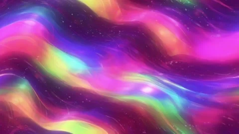 Abstract rainbow liquid texture with wavy pattern and glittering stars. Stock Footage 303274853