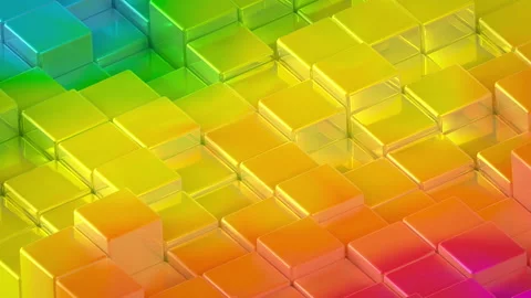 Abstract rainbow metallic cubes background pattern wall. 3D Projection Mapping Stock Footage 146309586