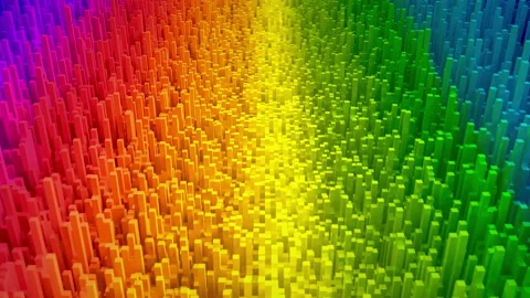 Abstract rainbow metallic cubes background pattern wall. 3D Projection Mapping Video stock 146309827
