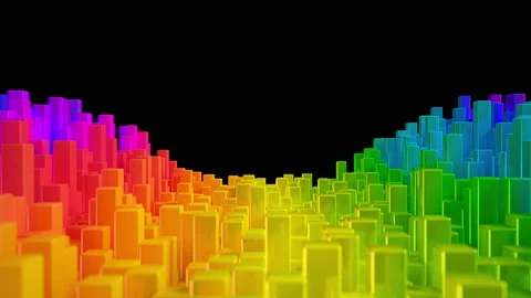 Abstract rainbow metallic cubes background pattern wall. 3D Projection Mapping Stock Footage 146310093