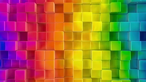 Abstract rainbow metallic cubes background pattern wall. 3D Projection Mapping Stock Footage 146313150