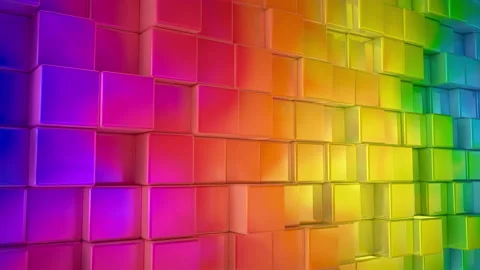 Abstract rainbow metallic cubes background pattern wall. 3D Projection Mapping Video stock 200864403