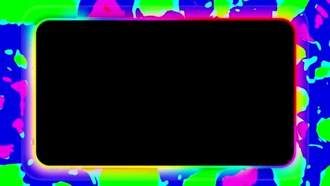 Abstract Rainbow Neon Rounded Frame Seamless Loop Video Overlay Stock-Footage 344375662