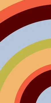 Abstract rainbow pattern with warm retro color palette and curved lines Stock Illustration