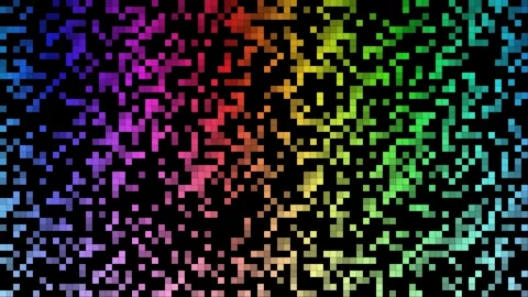 Abstract Rainbow Pixel Grid Background - Geometric Colorful 8-Bit Mosaic Pattern Stock Footage 340341304