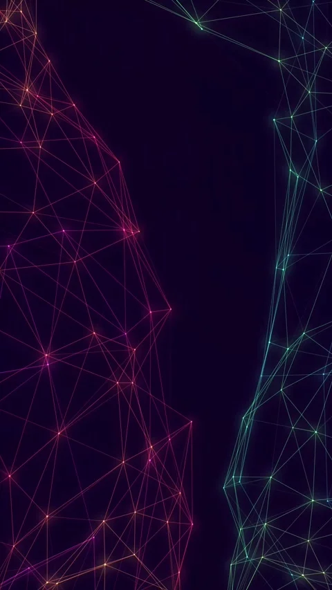 Abstract Rainbow Plexus Network Vertical Loop Animation Stock Footage 345803871