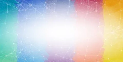 Abstract Rainbow Polygonal Space Background with Connecting Dots and Lines.   Stock Illustration