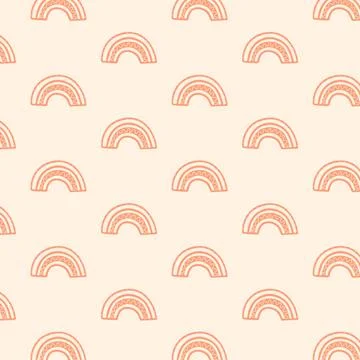 Abstract rainbow regular seamless pattern. Doodle hand drawn rainbow in Scand Stock Illustration