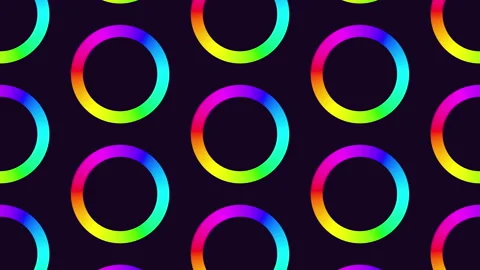 Abstract rainbow rings in rows pattern Stock Footage 230064120