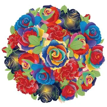 Abstract Rainbow Roses Ilustración de archivo