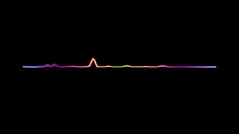 Abstract rainbow spectrum audio wave flickering against black background in.. Stock Footage 341228966