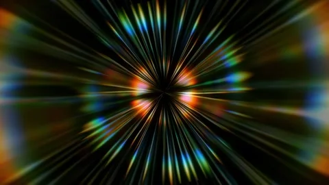 Abstract Rainbow Warp Burst Background With Dark Radial Light Tunnel Stock-Footage 332305106