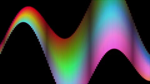 Abstract rainbow wave animation on black background Stock Footage 342044160