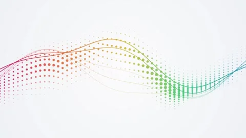 Abstract rainbow wave animation with dotted particle flow on white backgrou.. Vídeo Stock 347195374