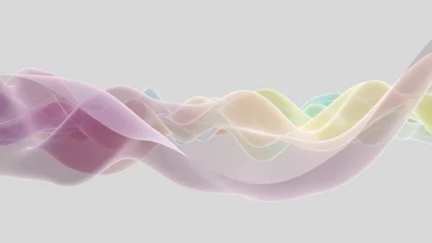 Abstract rainbow wave loop - holographic pastel silk Stock Footage 340229208