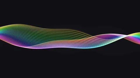 Abstract rainbow wave motion background with glowing colorful lines on dark.. Stock Footage 341096867