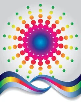 Abstract rainbow with waves and dots Stock Illustration