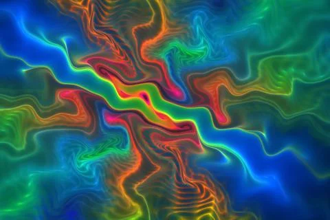 Abstract rainbow wavy background. Psychedelic fractal texture. Digital art. 3 Stock Illustration