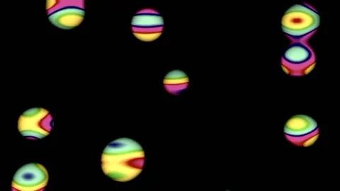 Abstract raindrops falling on colorful balls flying randomly Stock Footage 223373904