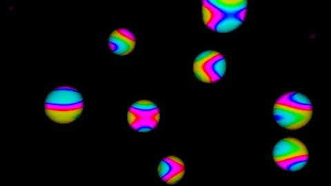 Abstract raindrops falling on colorful balls flying randomly Stock Footage 223374003