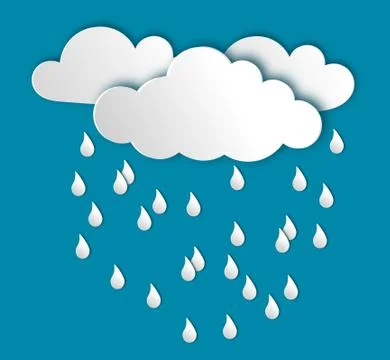 Abstract rainy background with raindrops and clouds Illustrazione stock