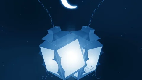Abstract ramadan-candle background 4K blue Stock Footage 106770398