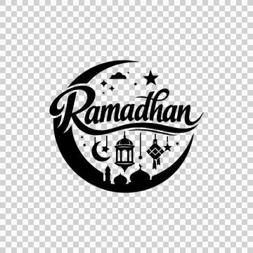 Abstract Ramadhan Crescent Typography Artwork Design Stock Illustration