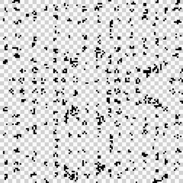 Abstract random background structure. Isolated black pixel pattern. Png file. Illustrazione stock