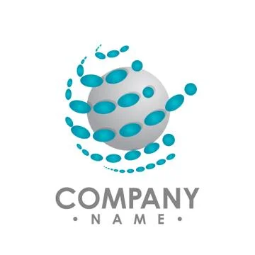 Abstract random blue dots vector design template on a circle shape Stock Illustration