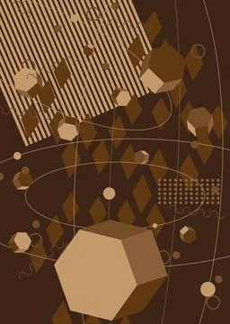 Abstract random brown colored shapes template for cover design. Retro dark .. Stock Illustration