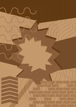 Abstract random brown colored shapes template for cover design. Retro dark .. Иллюстрация