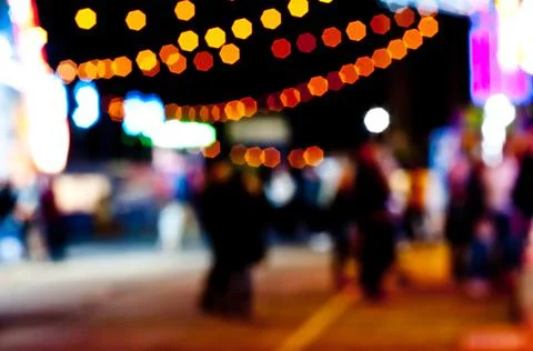 Abstract random colourful defocused blurred background pattern night life of  Stock Photos